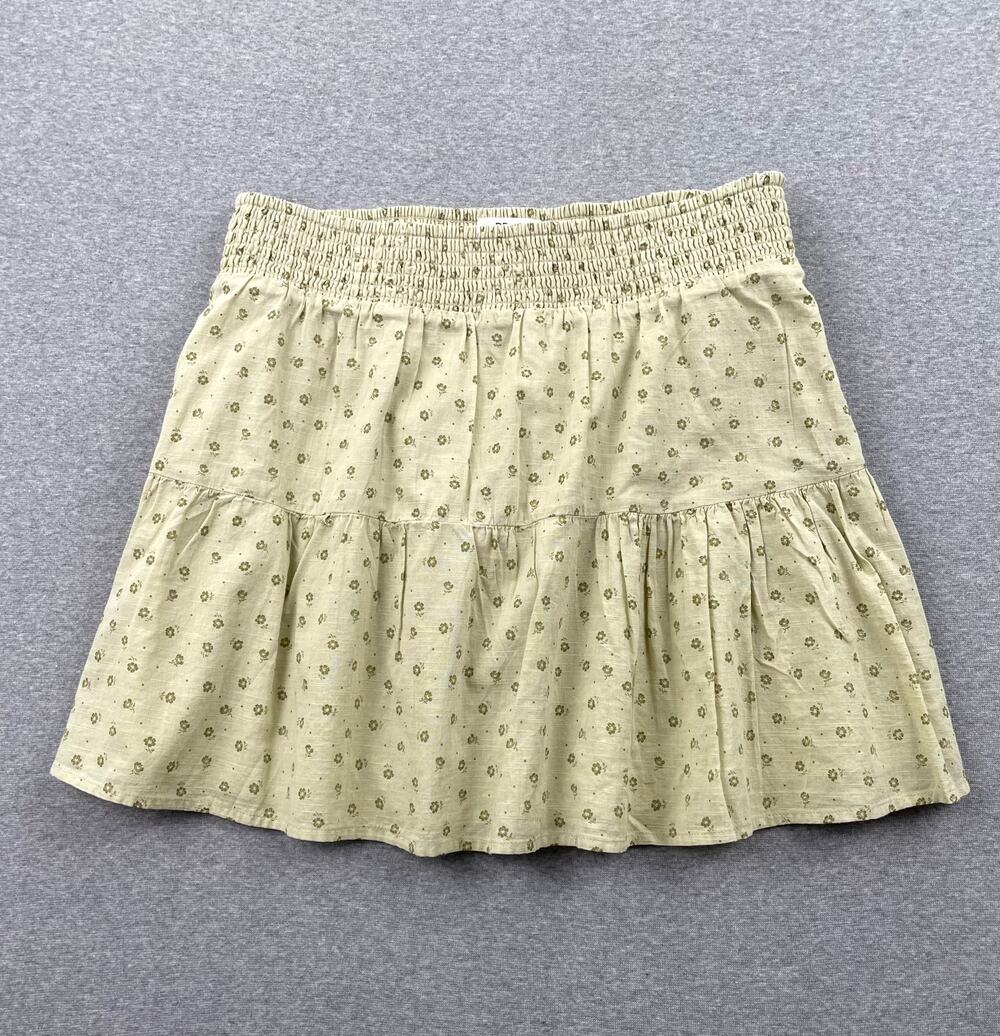BP Nordstrom Skirt M Green Disty Floral Tiered Cotton Fairy Soft Grunge Boho